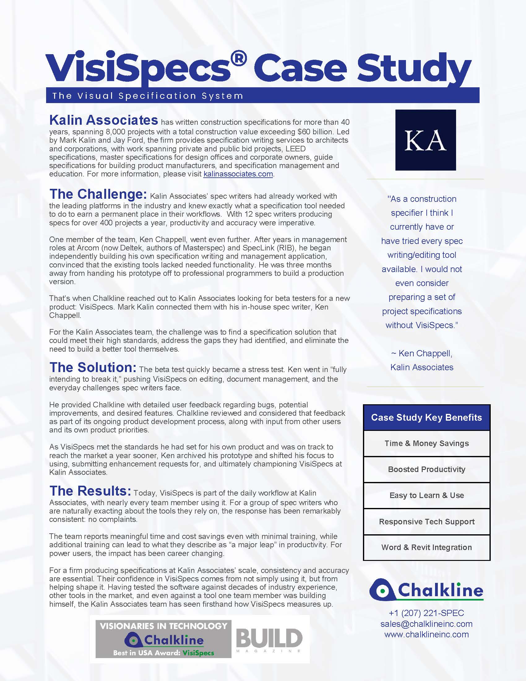 Kalin Associates sees career-changing benefits from VisiSpecs.