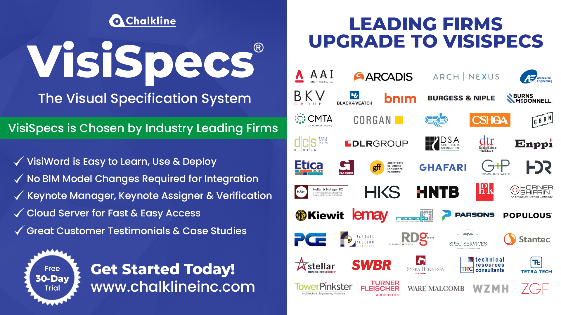 VisiSpecs is Chosen by Industry Leading Frims - Try VisiSpecs for Free! Request a free trial today.