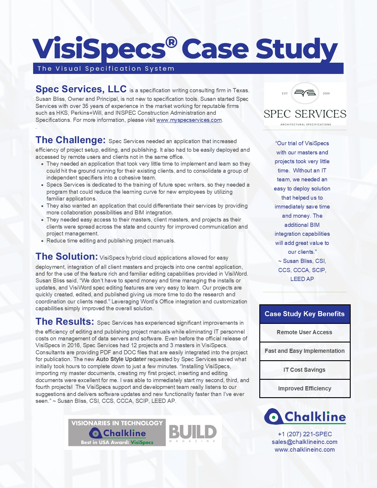 VisiSpecs Case Study of Spec Services LLC